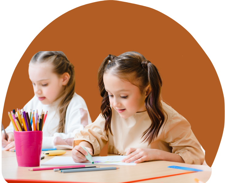 Young children learning to draw in school - educational support aba therapy